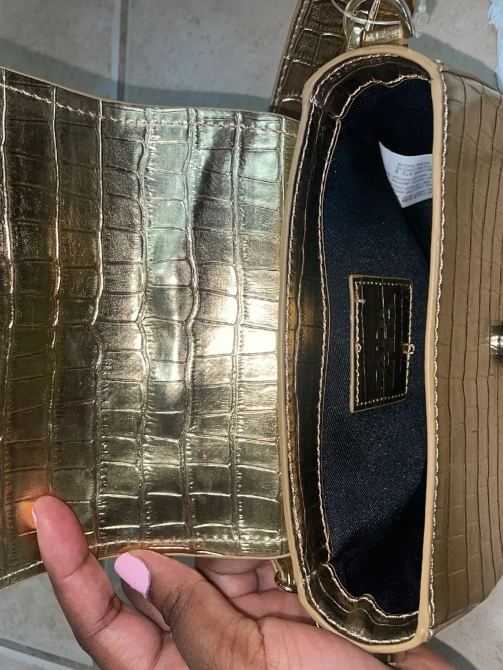 Gold Zara croc print bag purse - Picture 6 of 8